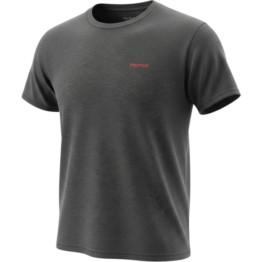 Marmot Mens For Life Short Sleeve T-Shirt Heather Dark Grey XL Red Graphic Logo
